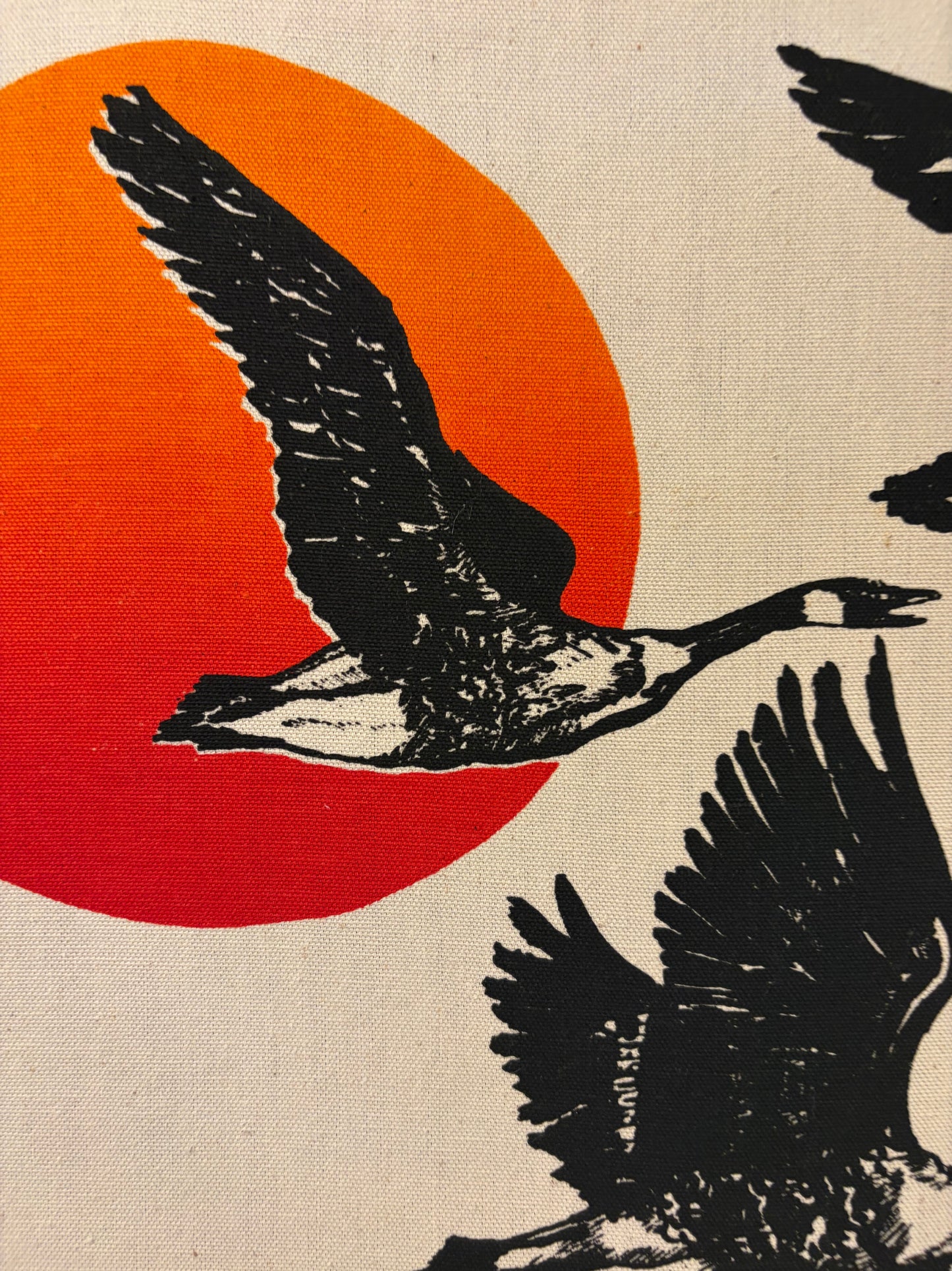 70s Block Print of Flying Geese on Fabric