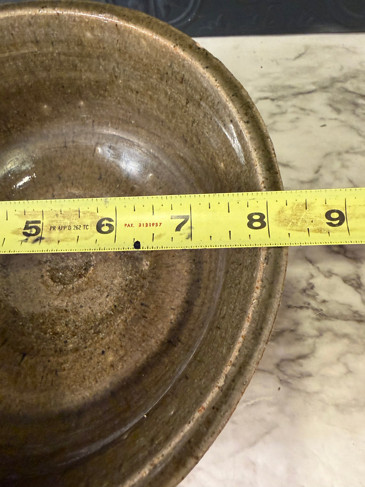 Studio Pottery Bowl 8" Greenish Brown