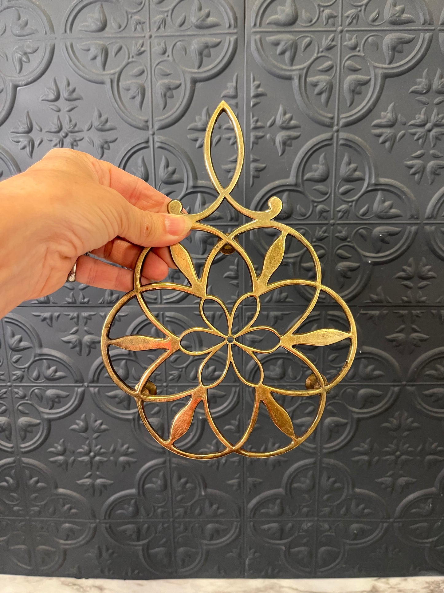 Brass flower Trivet