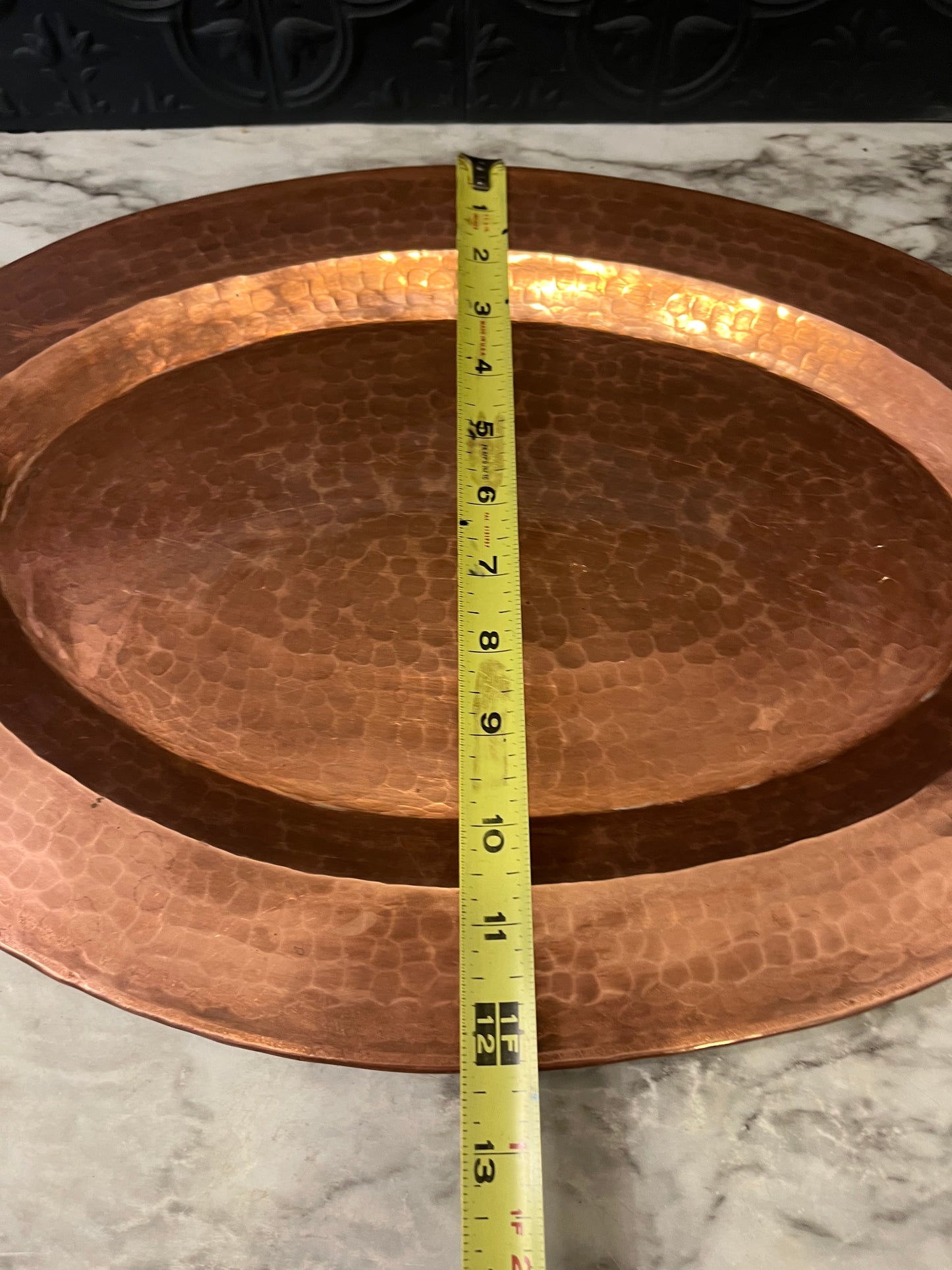 Oval Hammered Copper Tray 17"