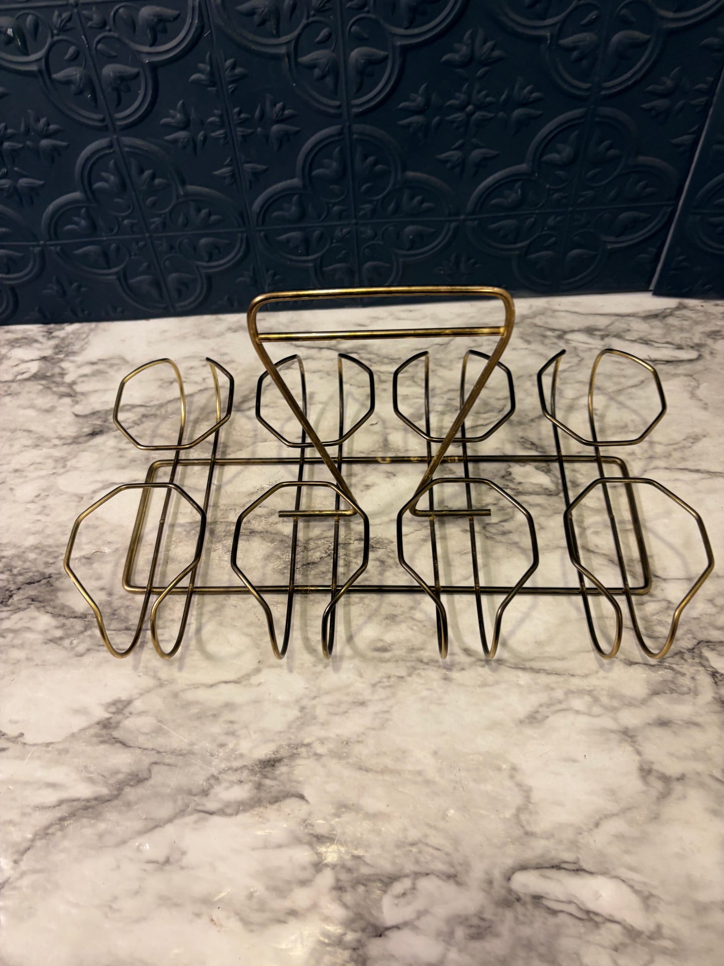 Mid Century Brass Wire Drink Caddy