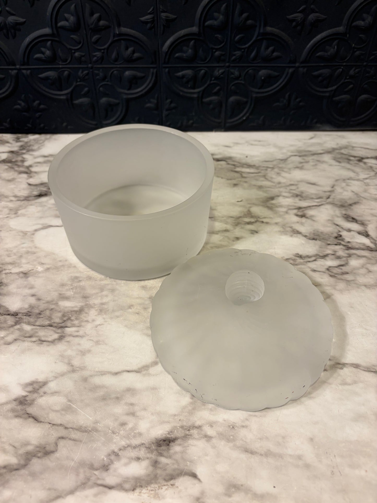 Satin Glass Lidded Candy Dish