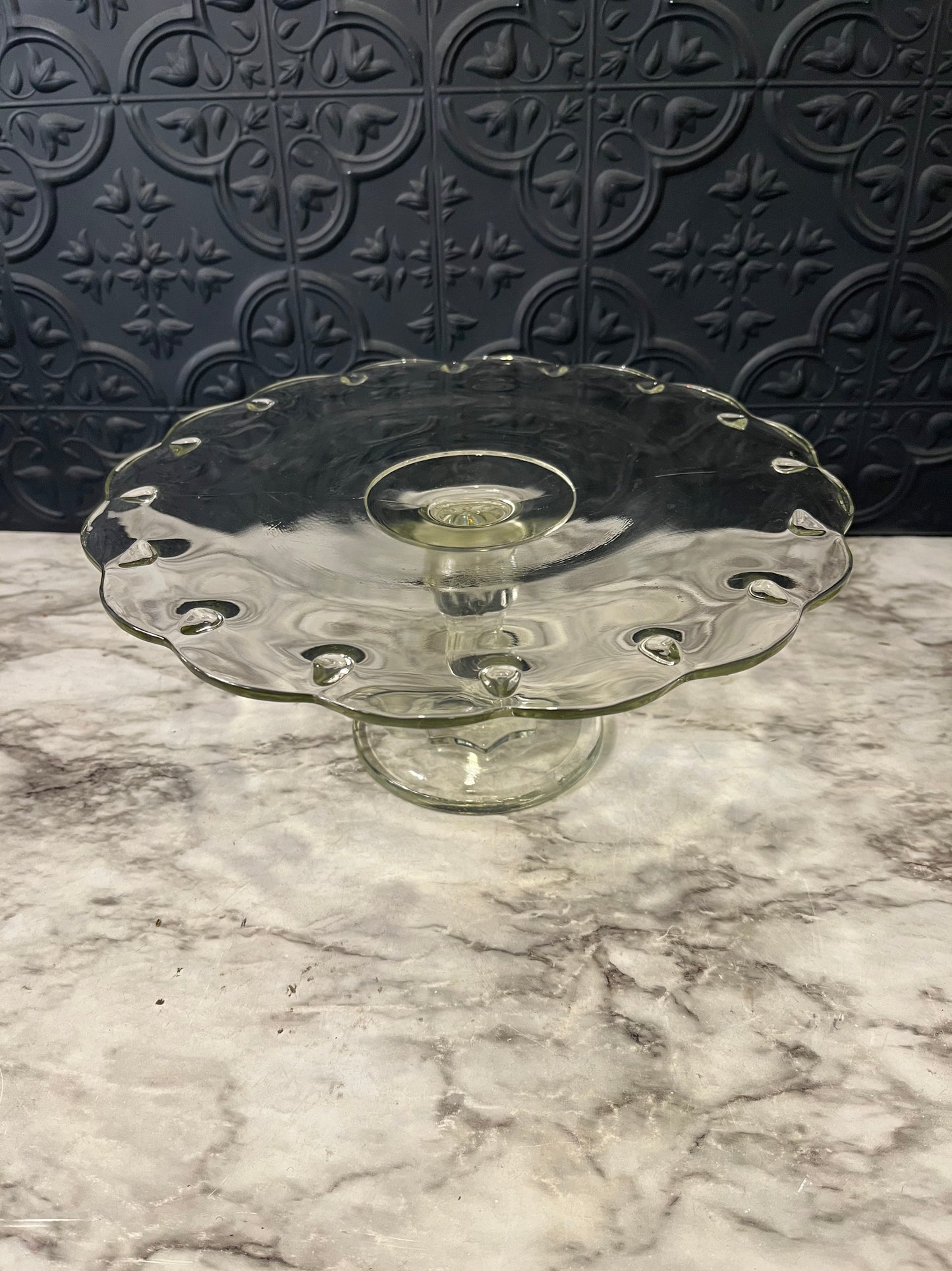 Clear Glass Cake Stand with tear drops