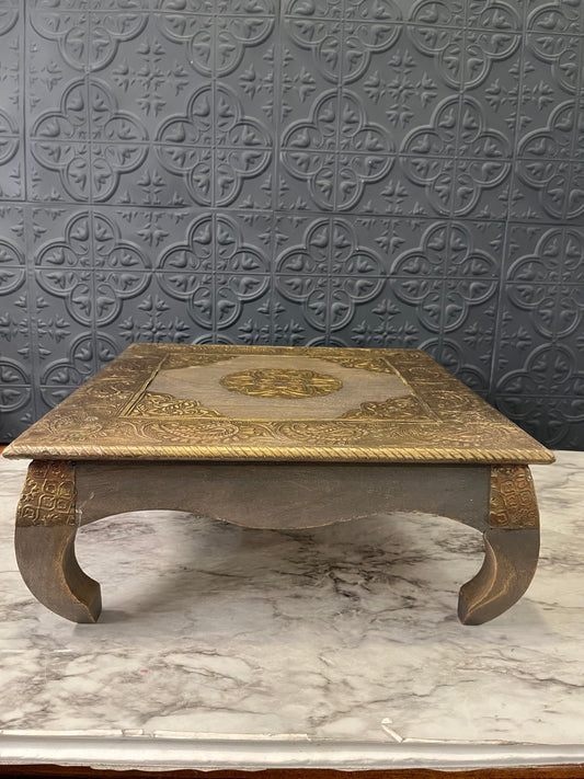 Embossed Metal and wood Riser (pooja chowki)