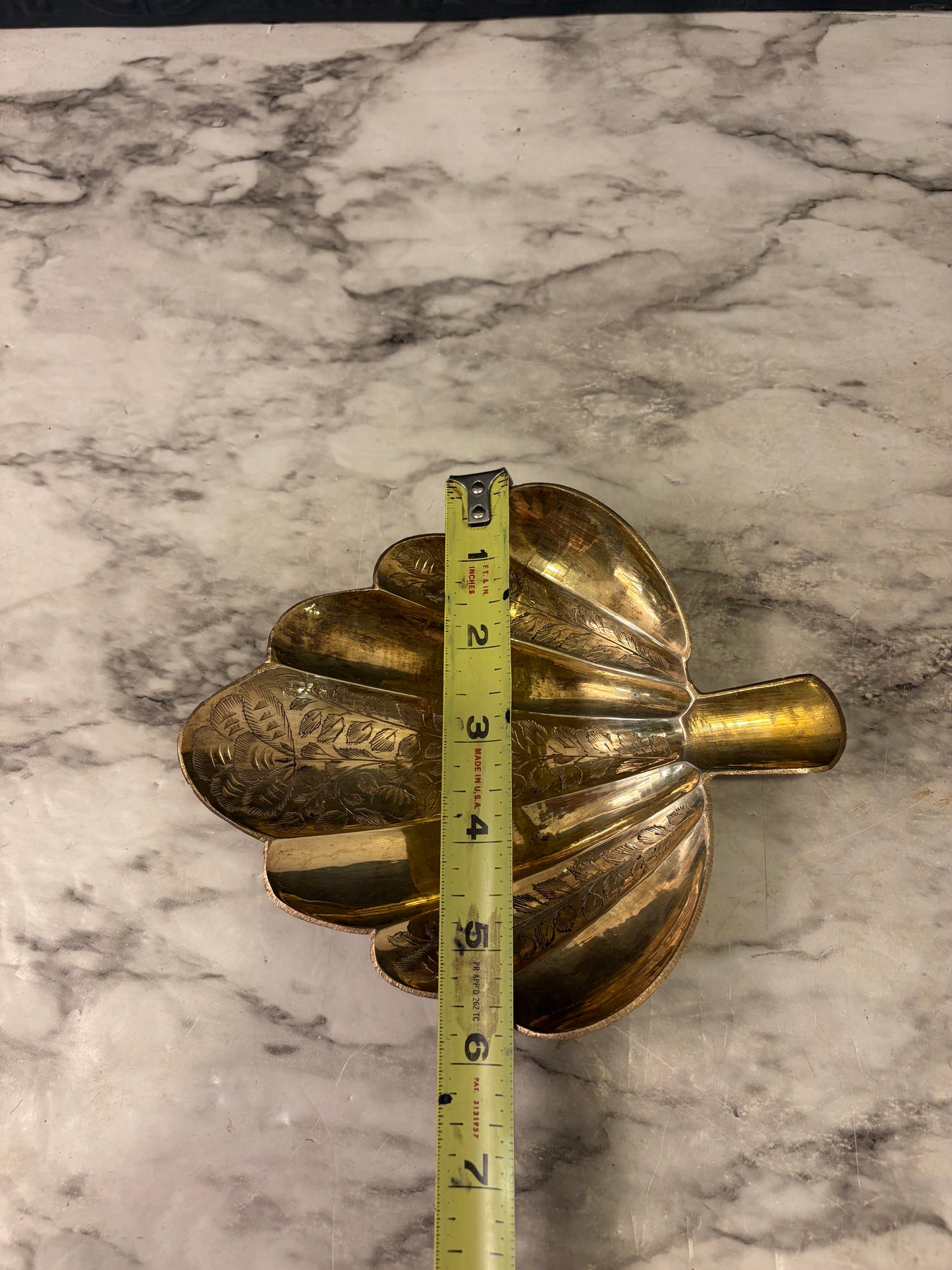 Etched Brass Fan  Shaped Ashtray