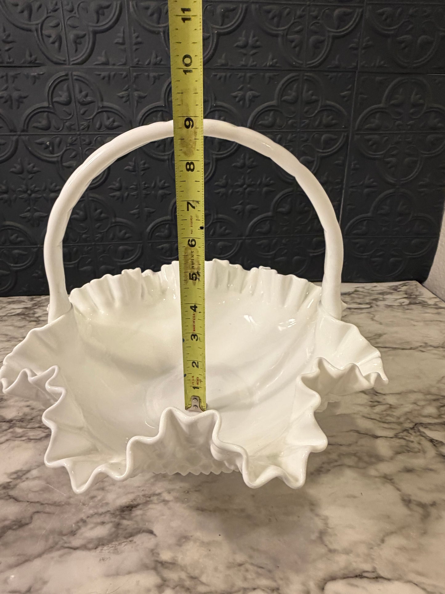 Milk Glass Hobnail Basket