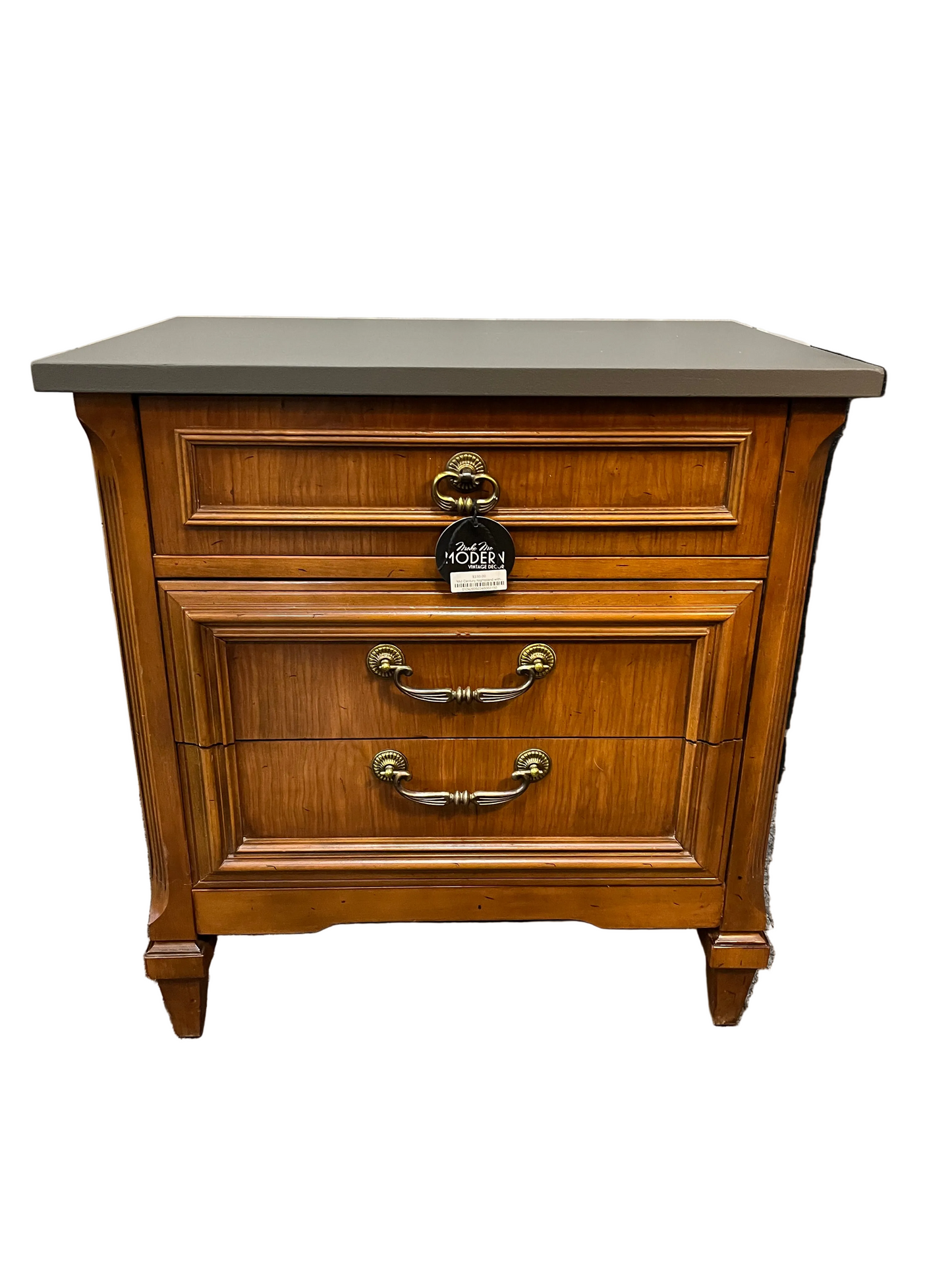Mid Century Nightstand with Oakwood Painted top