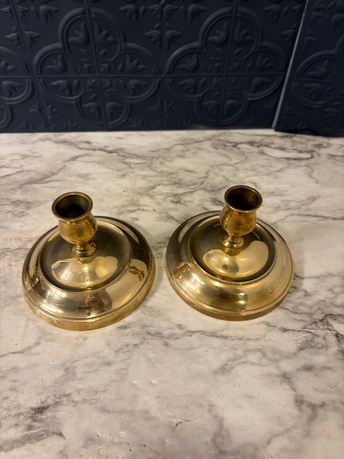 3.5" x  4" Brass Candle Holder Set