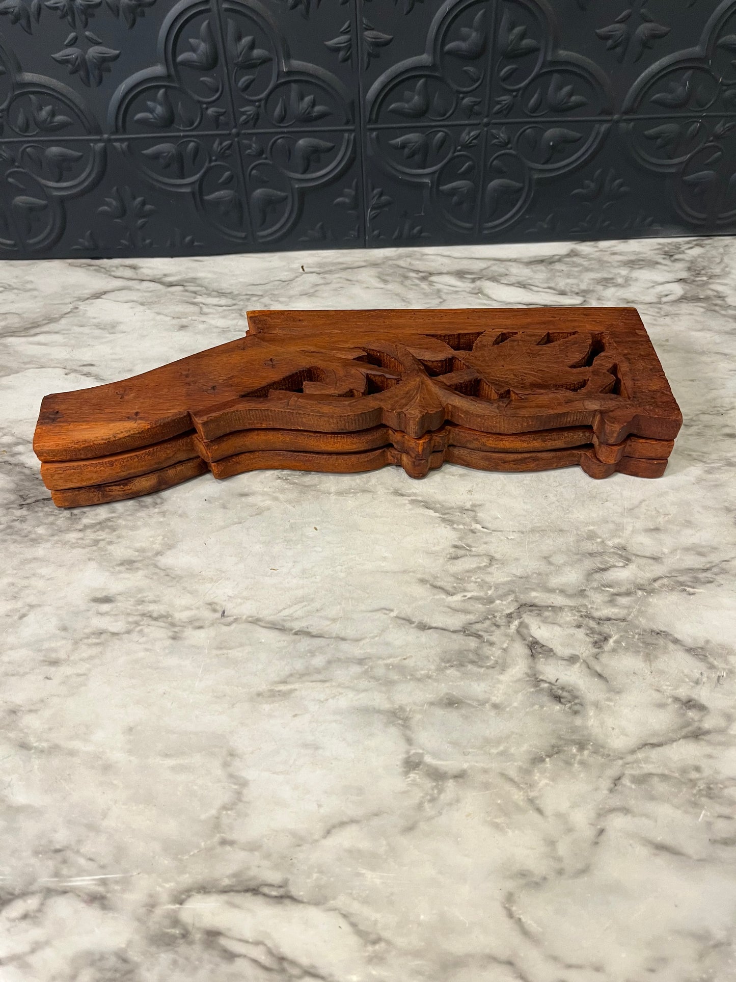 Tripod Wood Carved Plant Stand