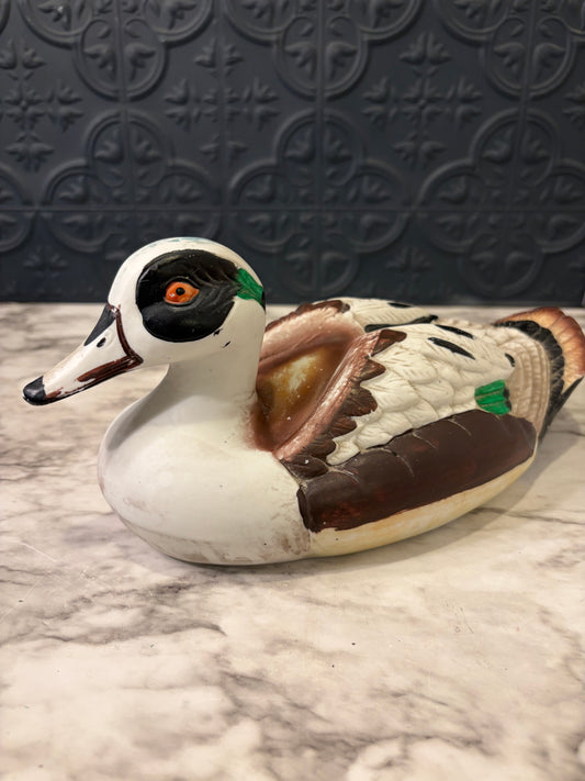 Porcelain Hand Painted Duck brown and white