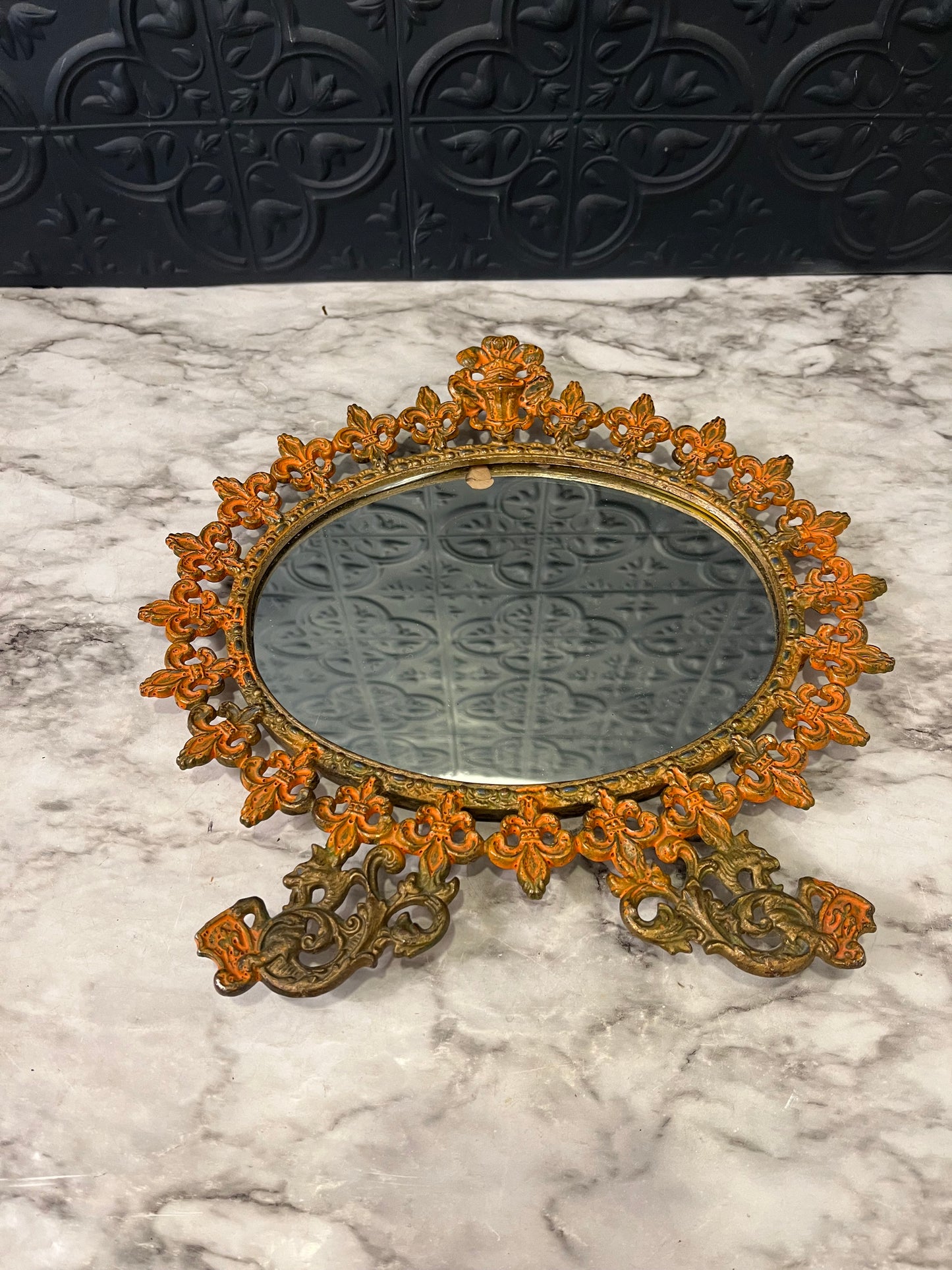 Antique Gilt Metal Mirror AS IS