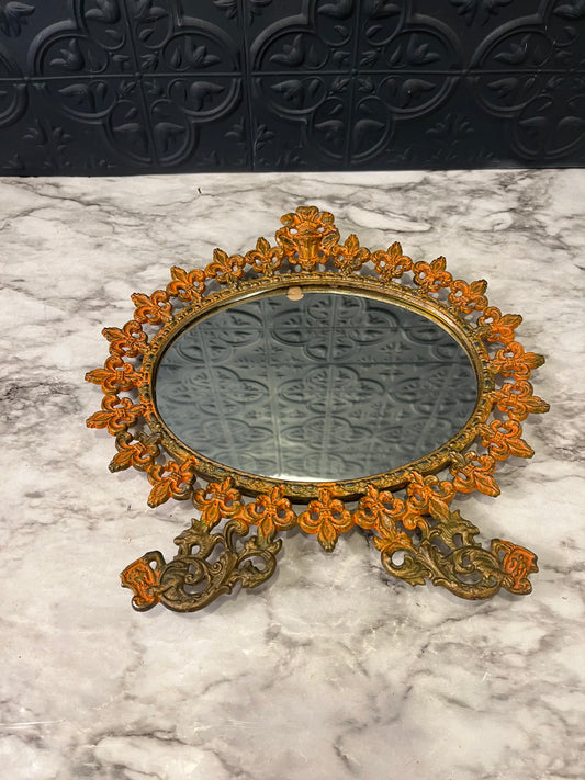 Antique Gilt Metal Mirror AS IS