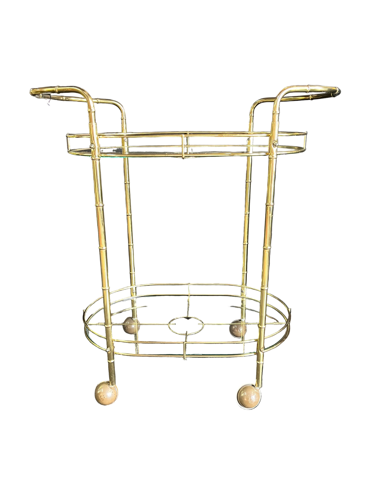 Oval Glass and Brass Bar Cart