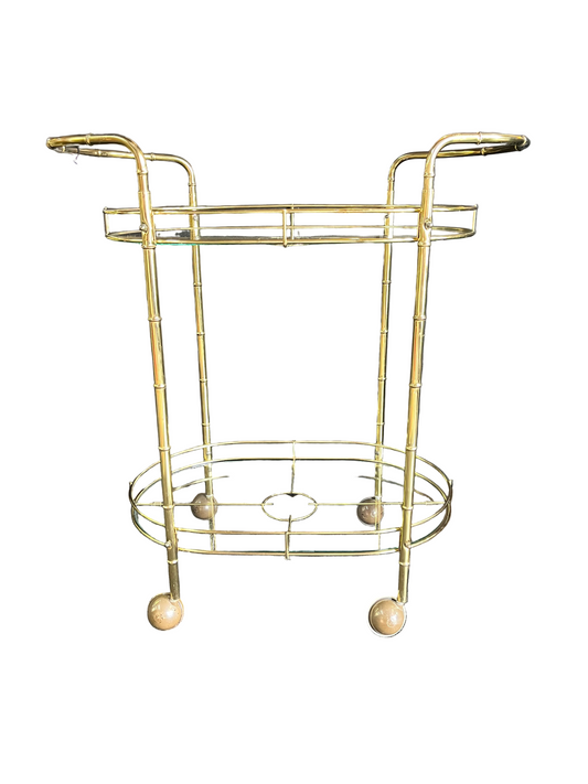 Oval Glass and Brass Bar Cart