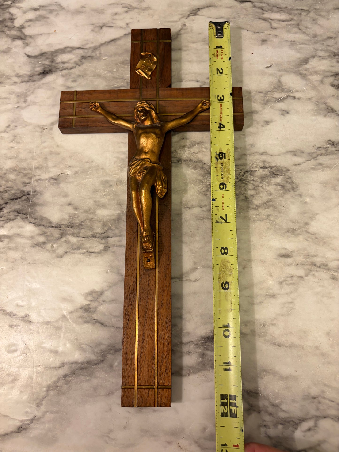 Crucifix with Brass Inlay