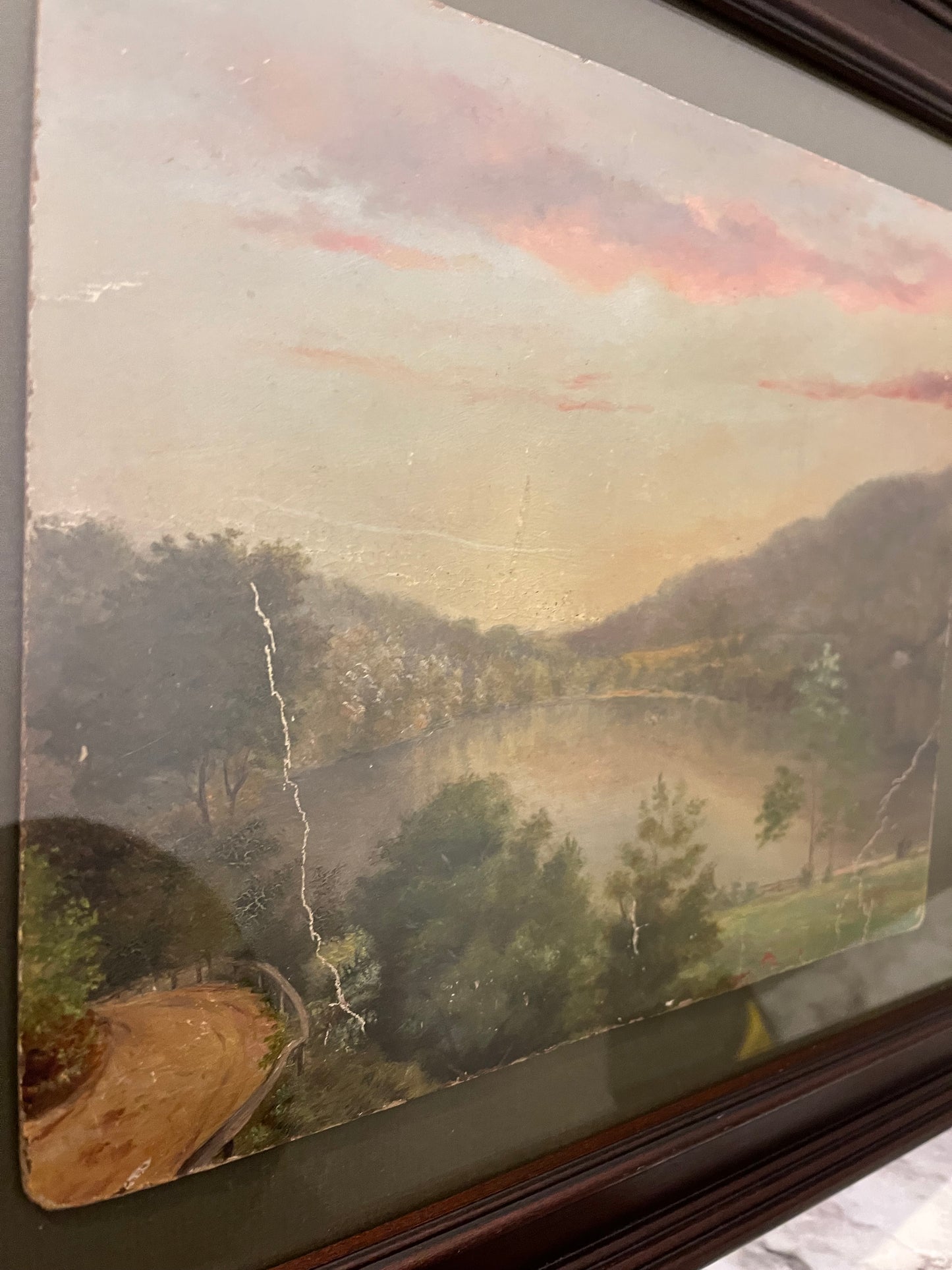 Framed Landscape Painting on Board