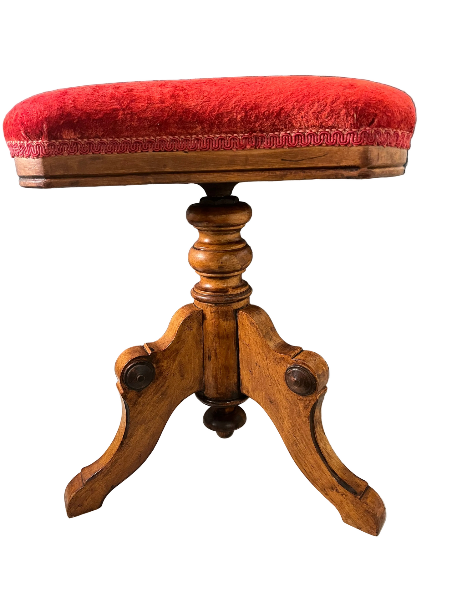 Piano Stool with Red Velvet Top