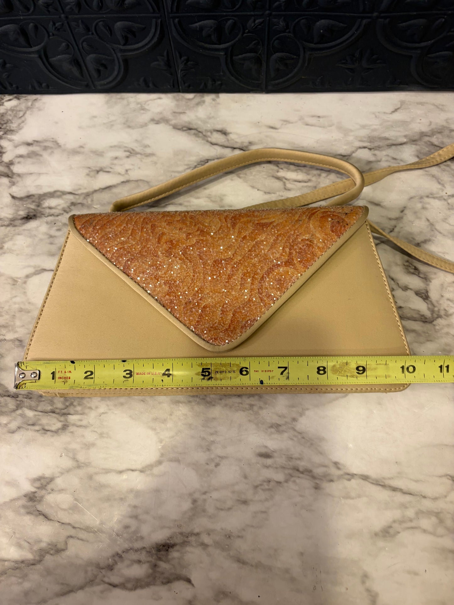 Italian Champagne Beaded Clutch