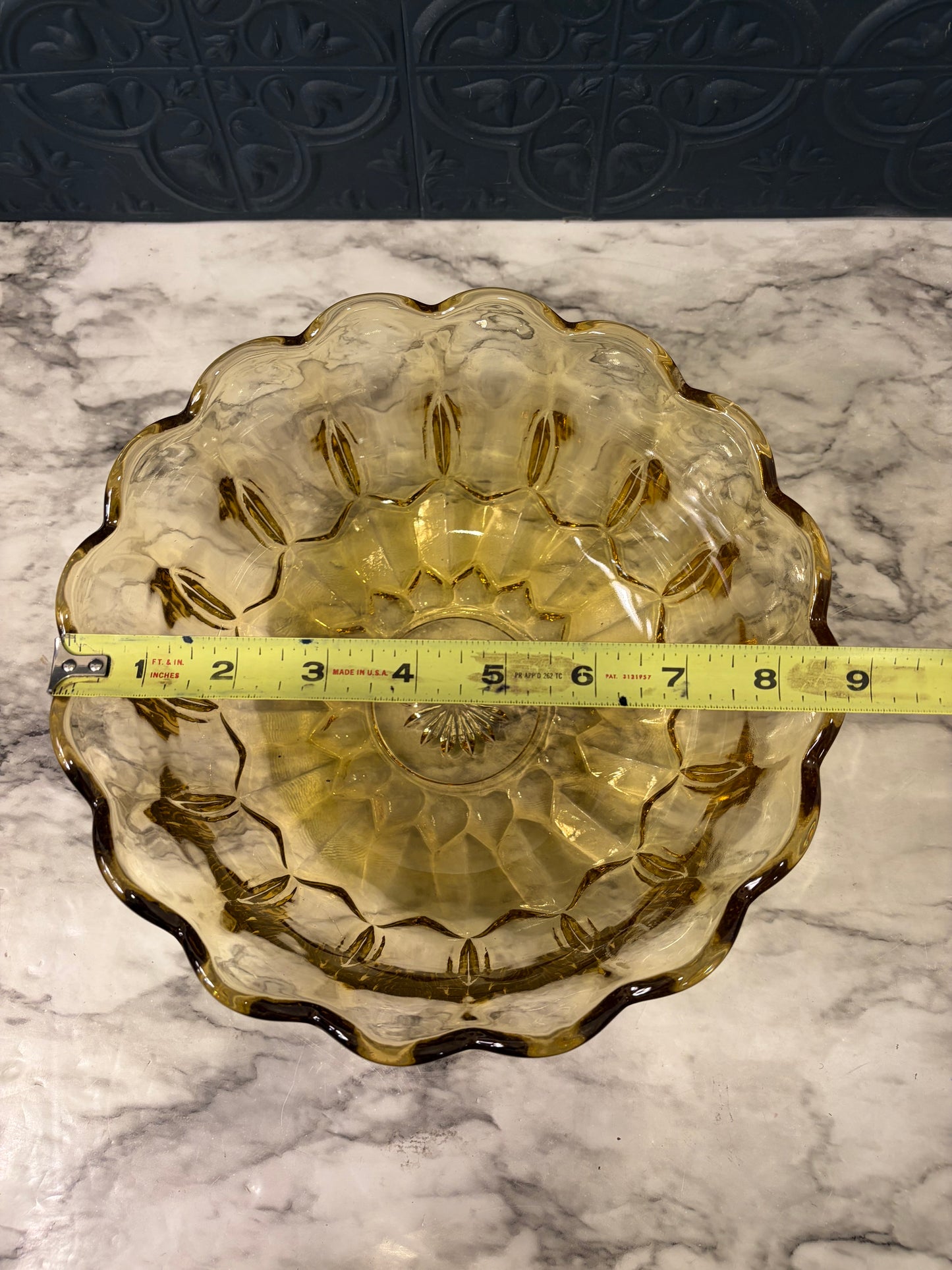 Anchor Hocking Amber Glass Bowl with Scallop Rim