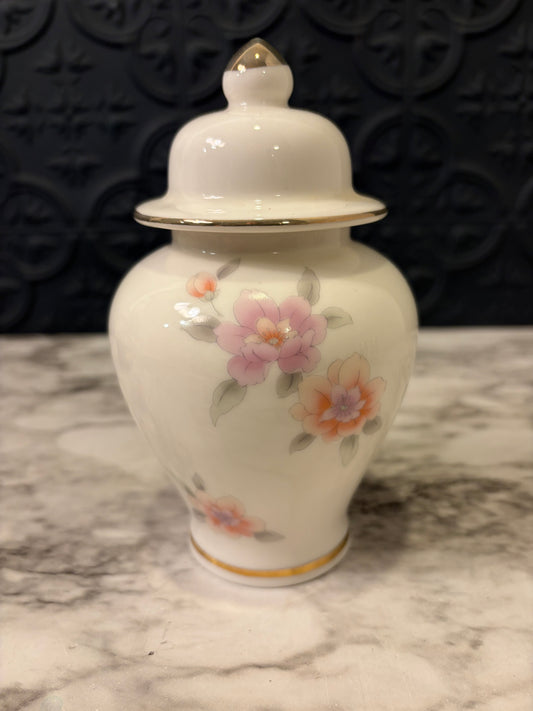 Japanese Ginger Jar with Pink and Orange Floral 6"