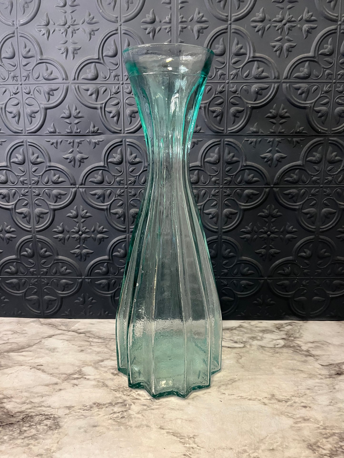 Aqua Tall Glass Vase