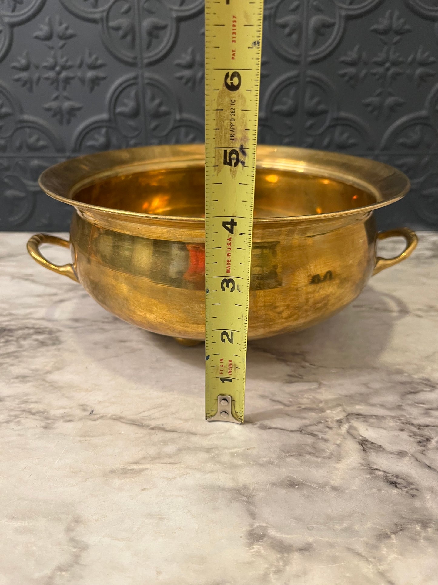 Solid Brass Footed Pot with handles