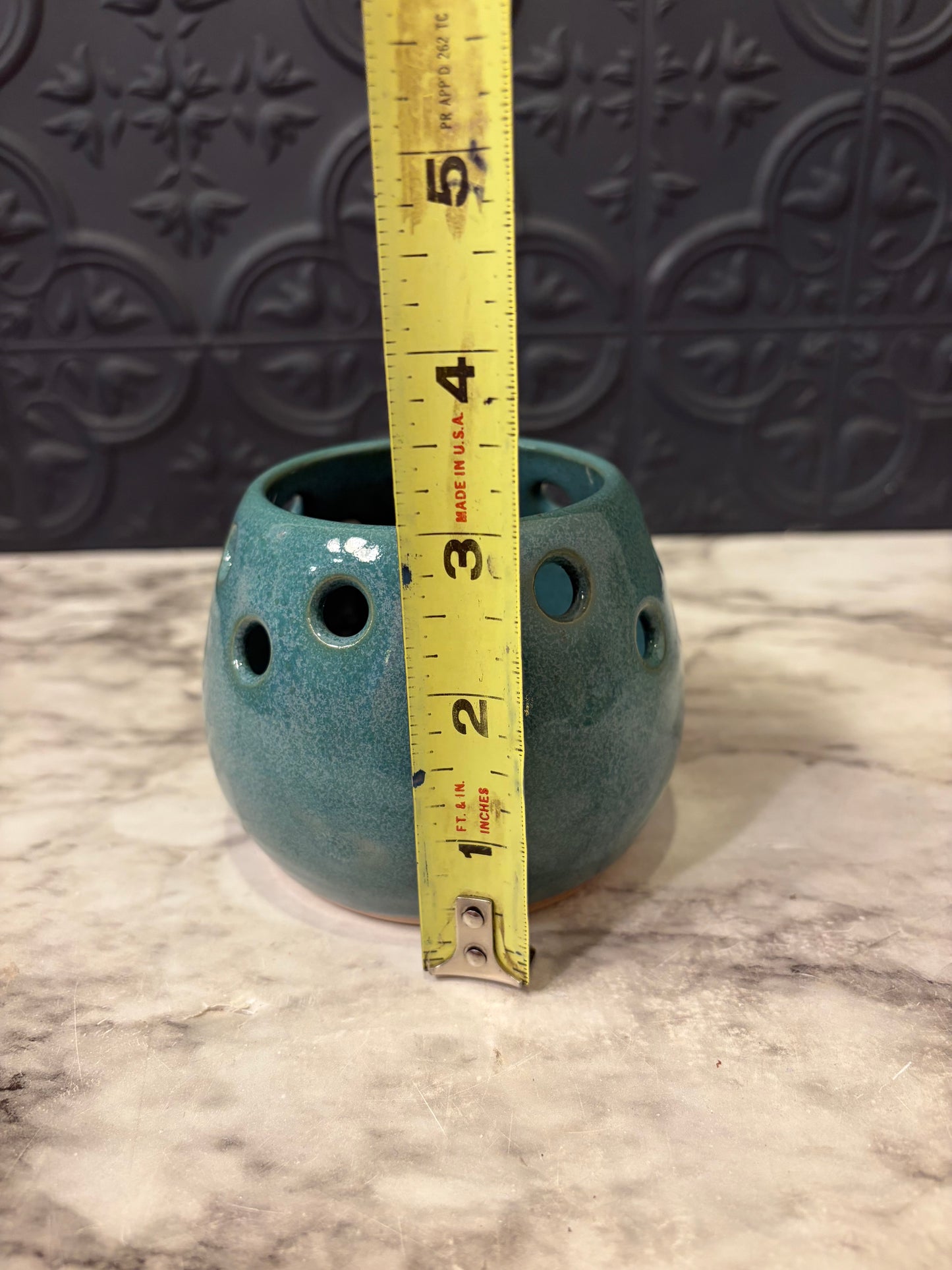 Small Teal Pottery Votive Holder