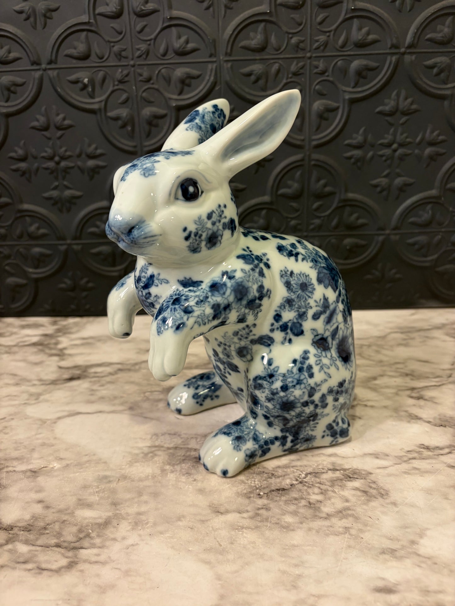 Blue and White Ceramic Bunny