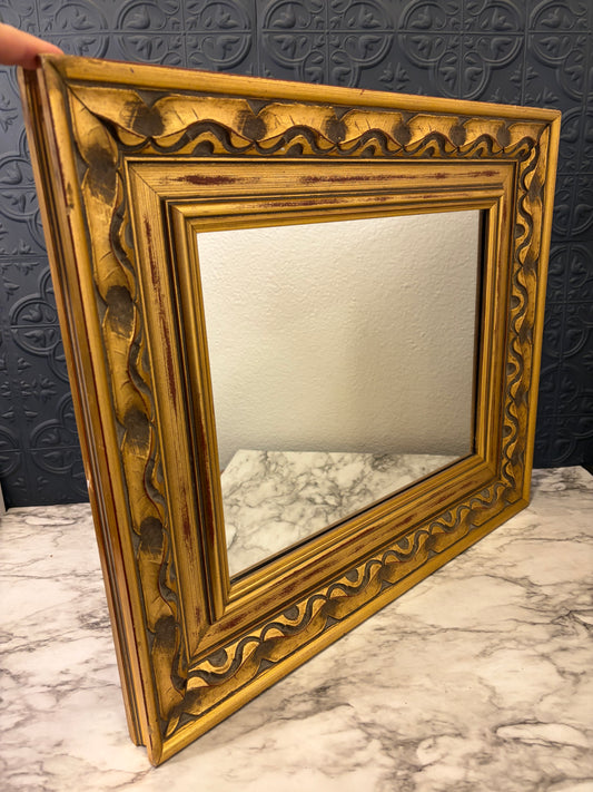 Gold Framed Mirror with Red 17 x 20"