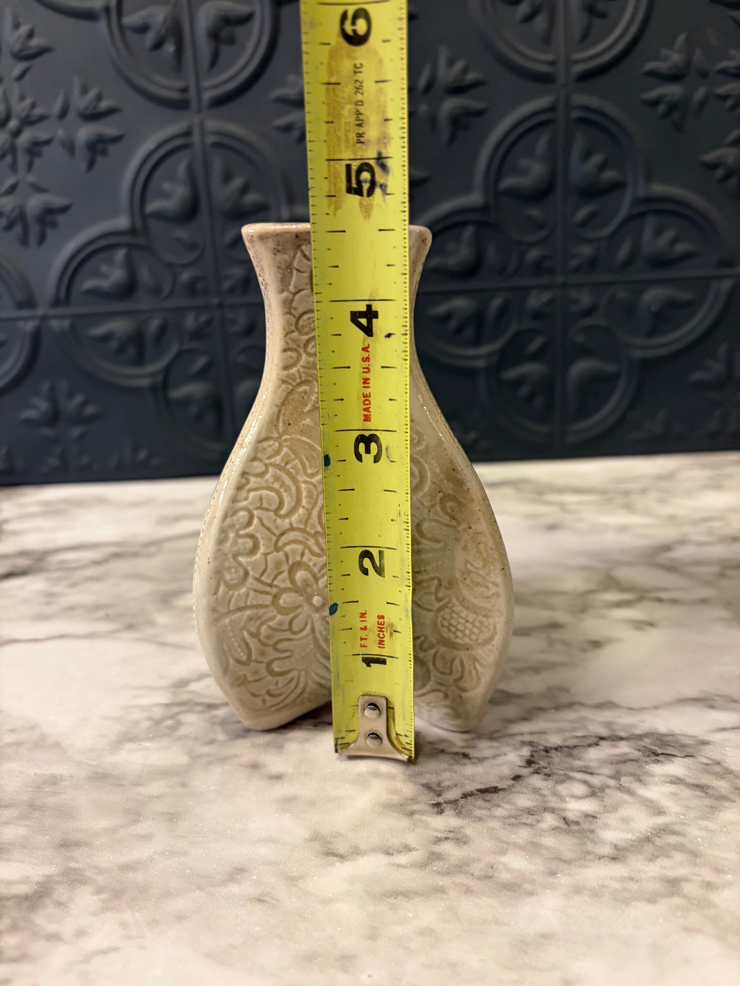 Small Cream Embossed Vase