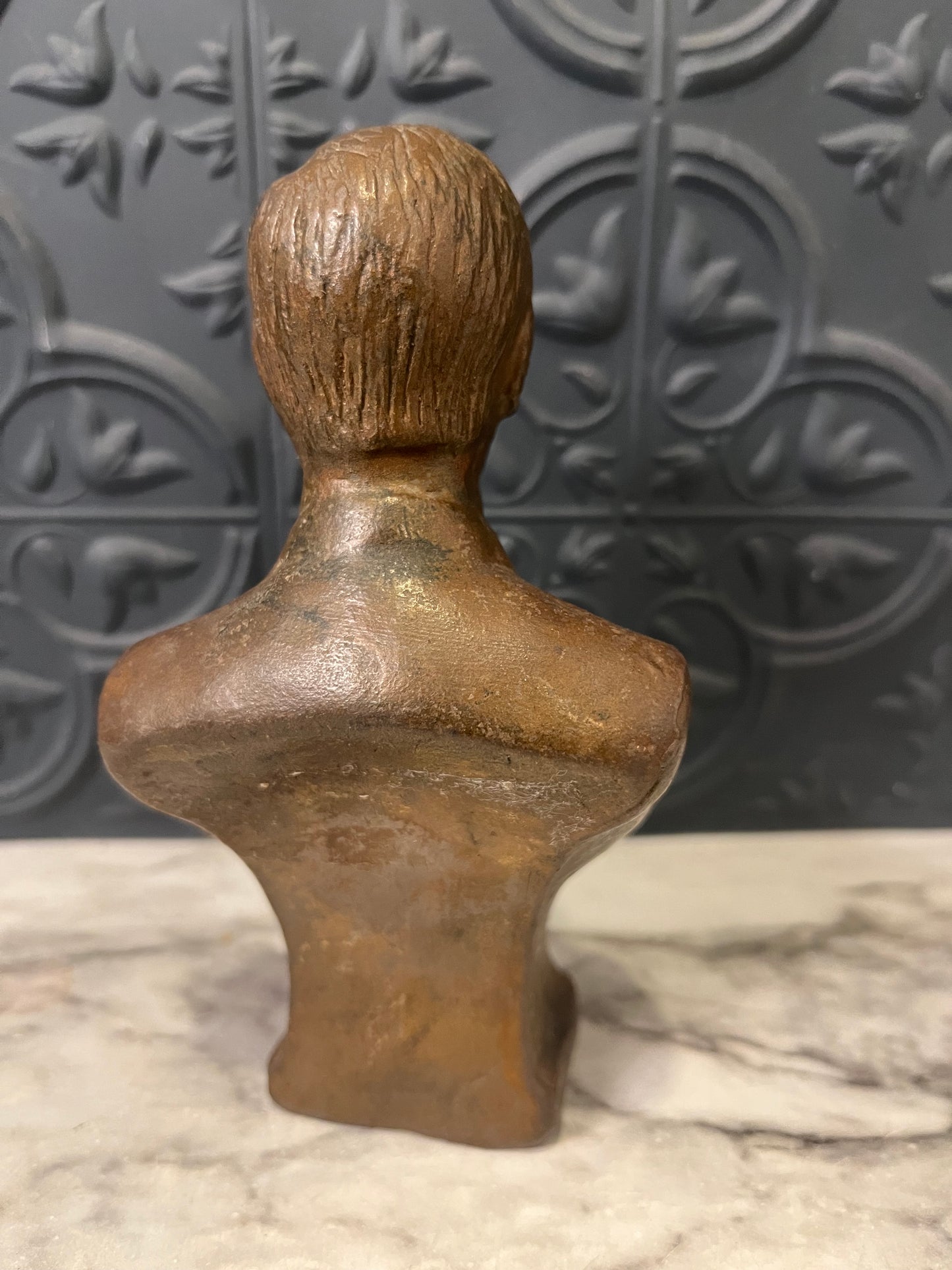 Bronze Colored Bust of Man with Bowtie