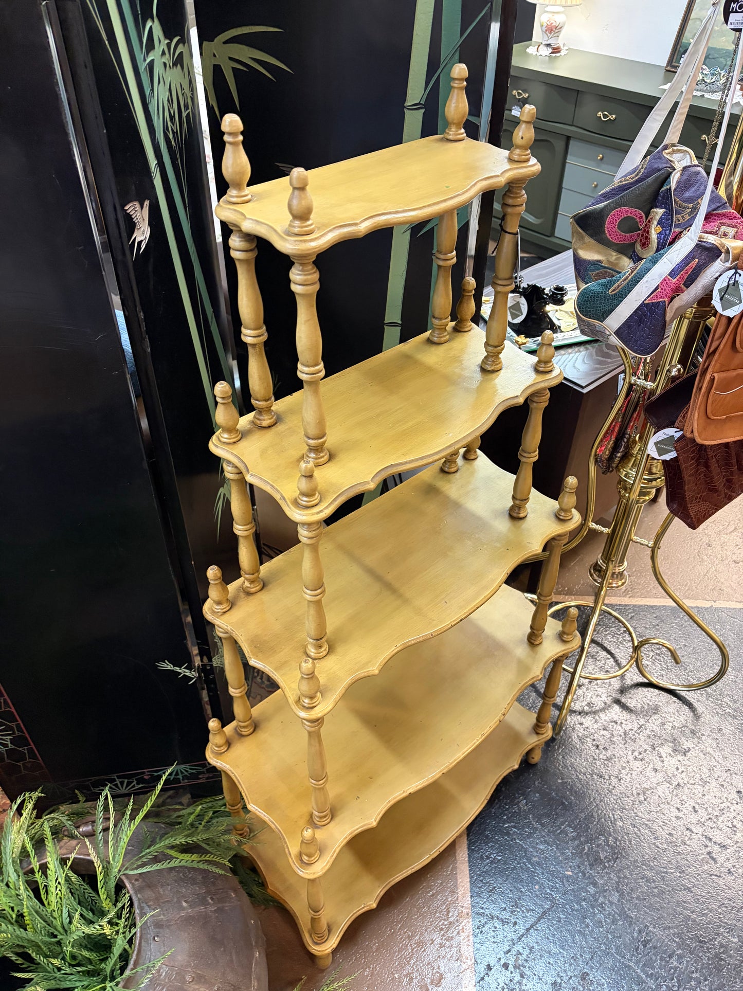 5 Shelf Greenish Etagere