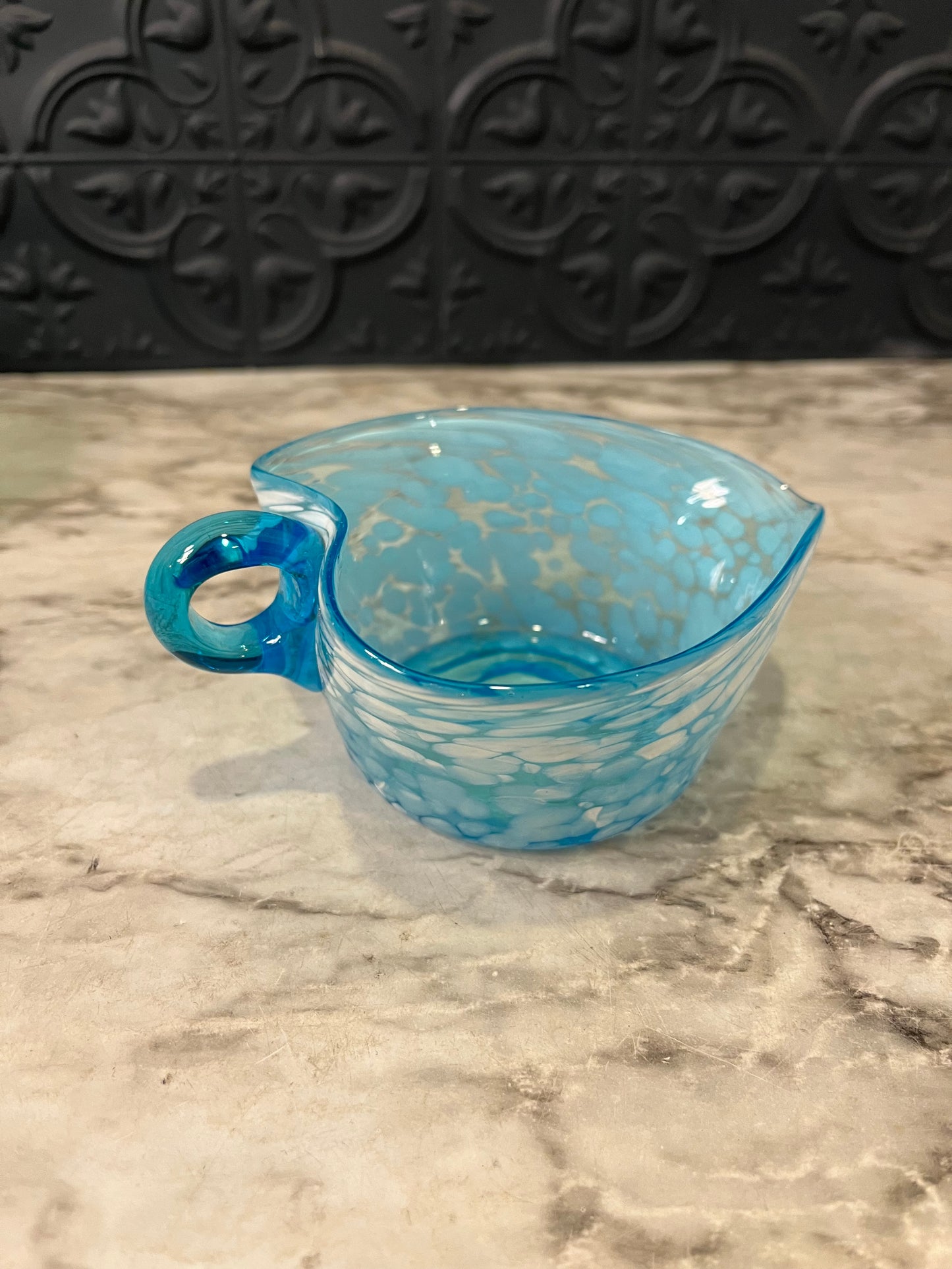 Blue Glass Leaf Shape Bowl