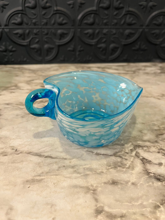 Blue Glass Leaf Shape Bowl