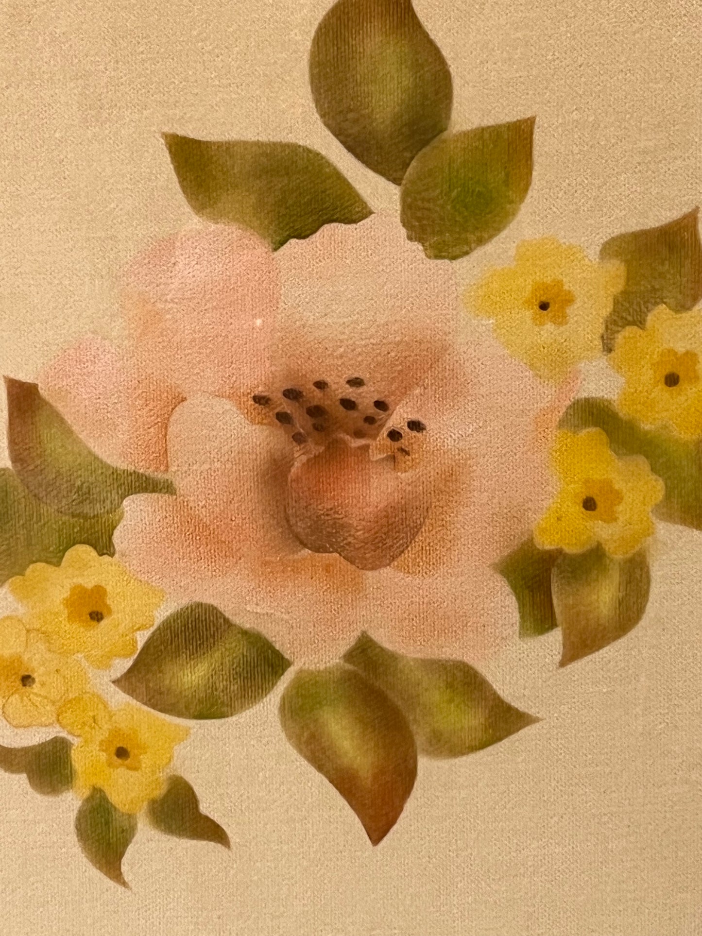 Pink Flower print on velvet