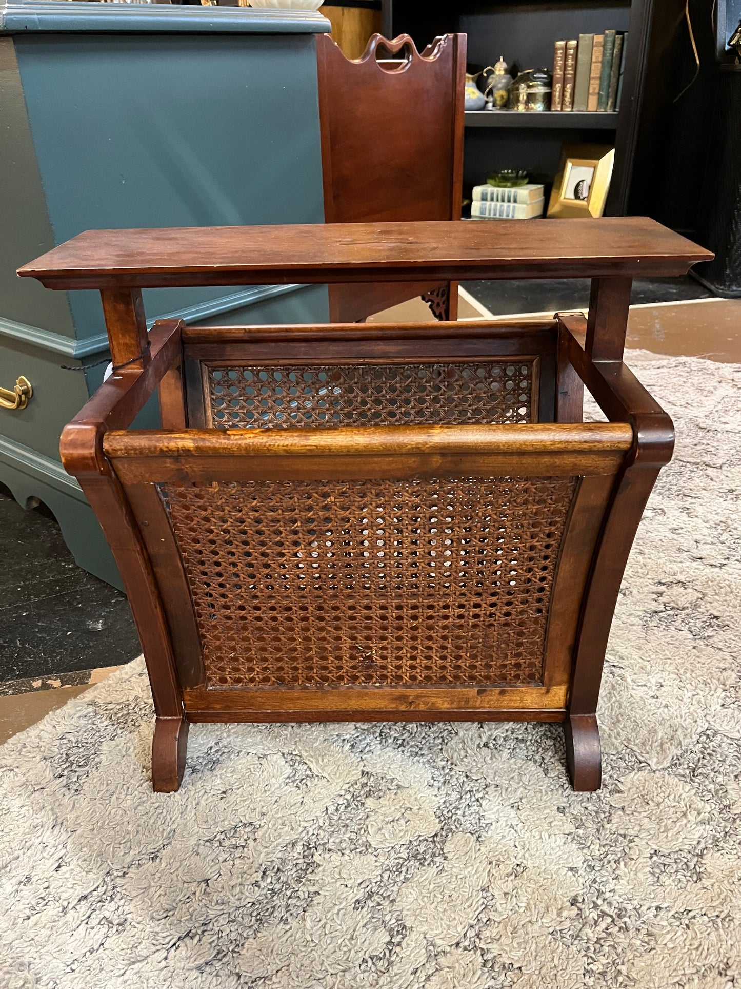 Wood and Cane Magazine Holder