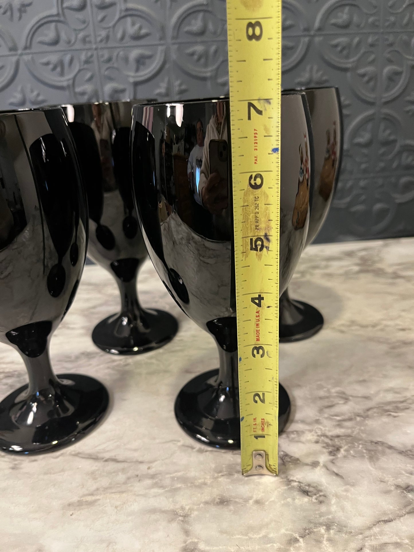 Libbey Black Glass Goblet set of 4