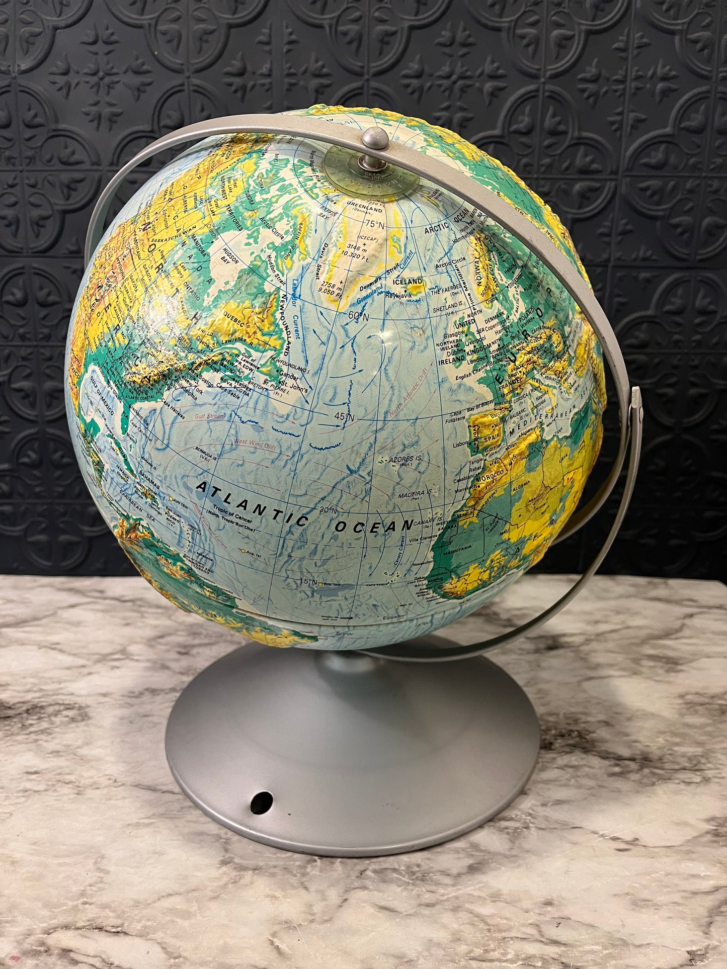 Vintage Sculptural Relief Globe