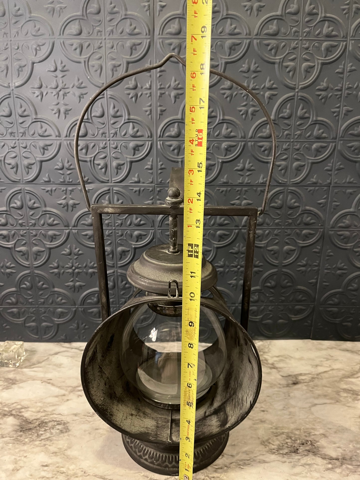 Vintage Style Metal Lantern with Clear Globe
