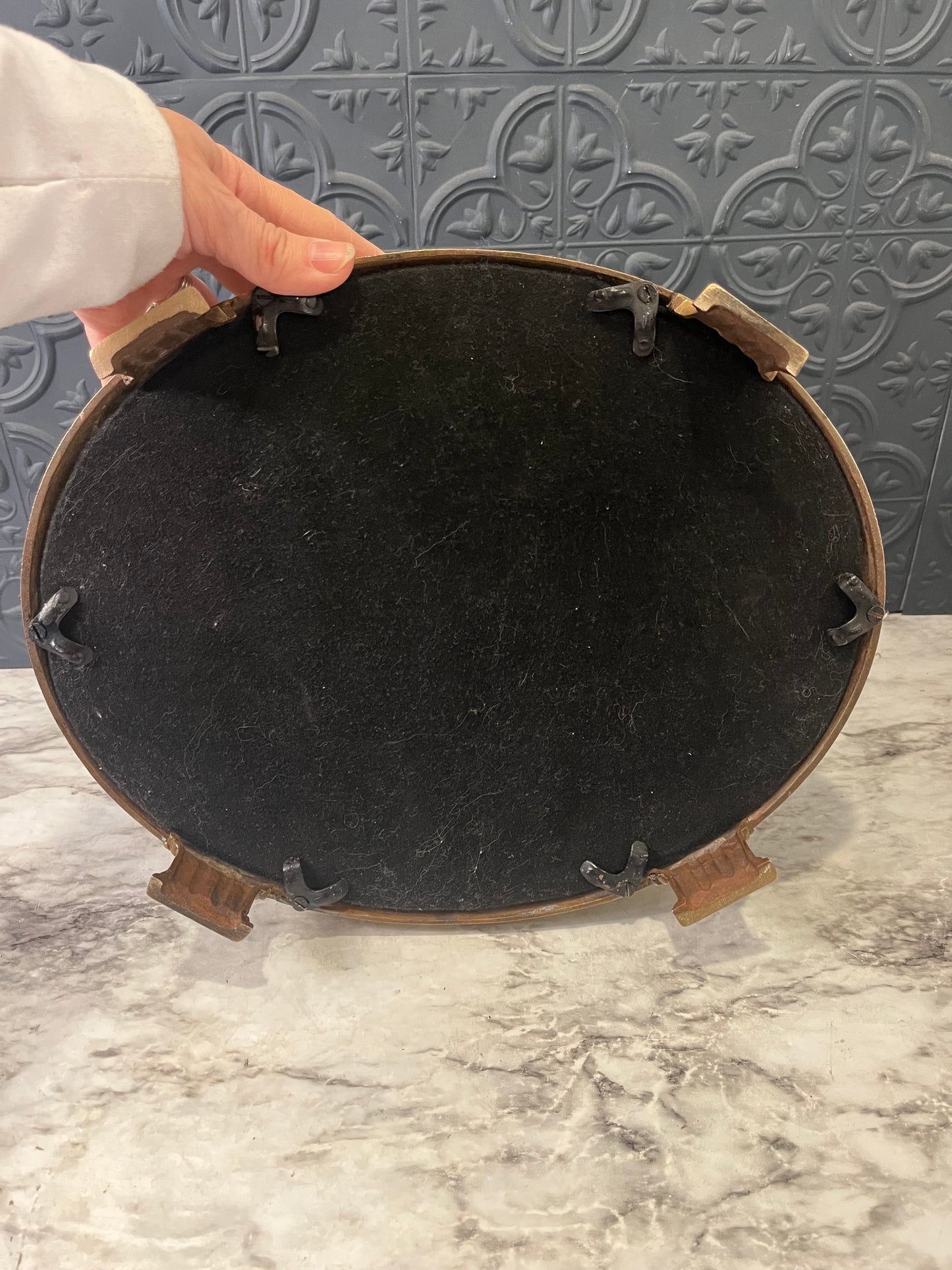 Heavy Brass and Mirror Footed Tray