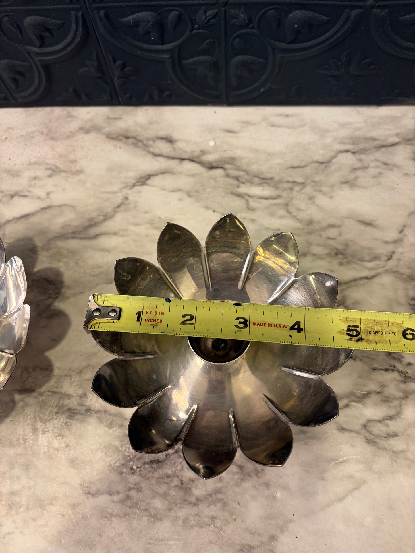 Leonard Silver Plate Lotus Candle Holder set of 2