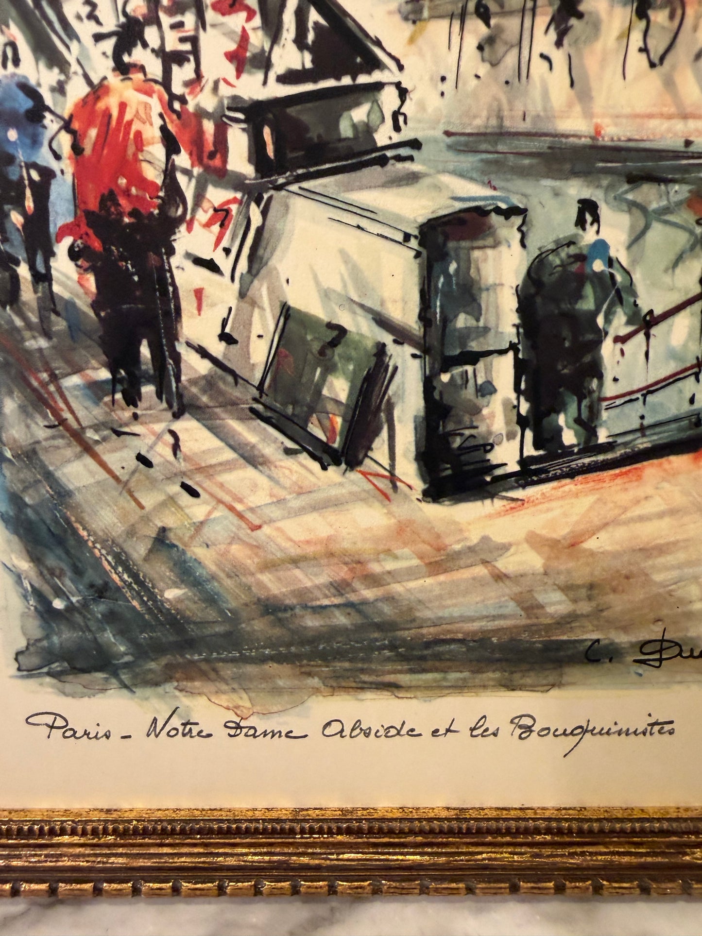 Vintage Print  by C Ducollet  of Notre Dame