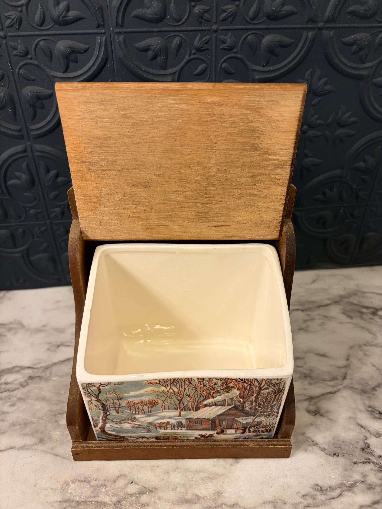 Currier and Ives Salt Canister
