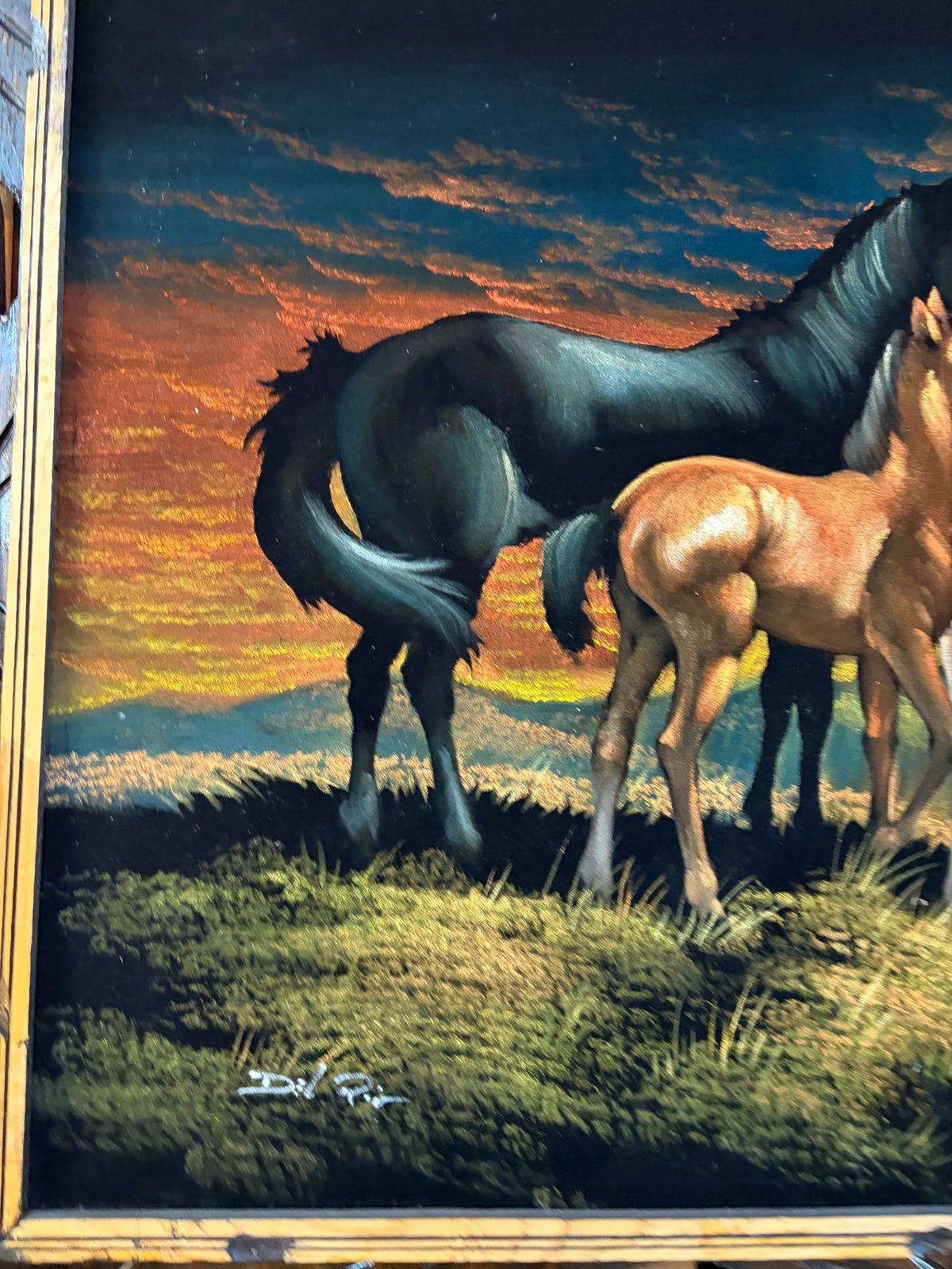Vintage Velvet Horse Painting