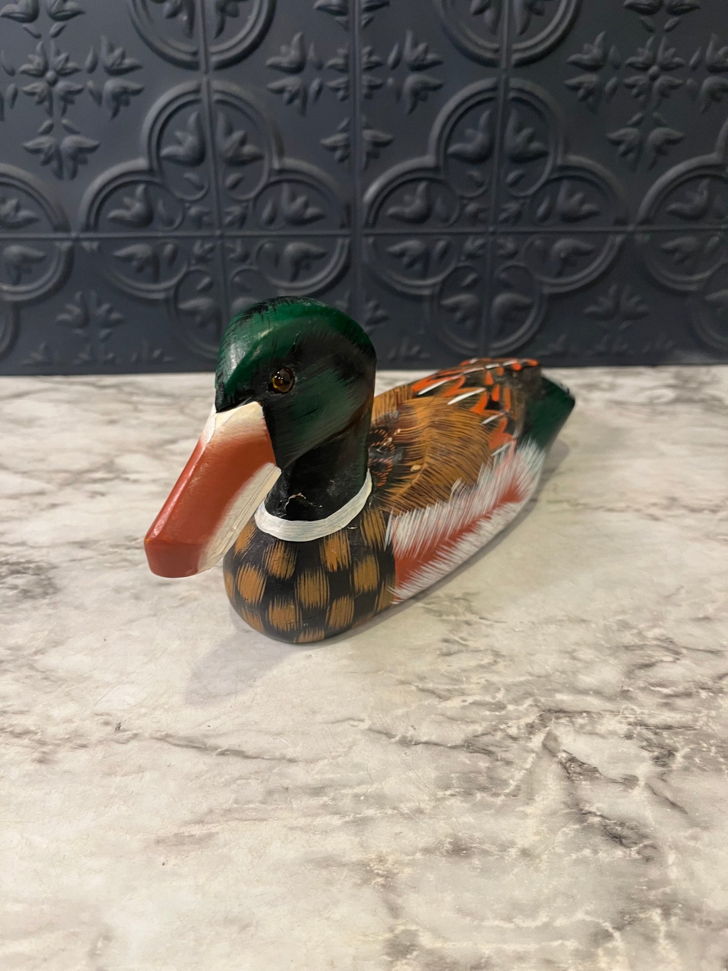 Hand Painted Wood Carved 9" Mallard