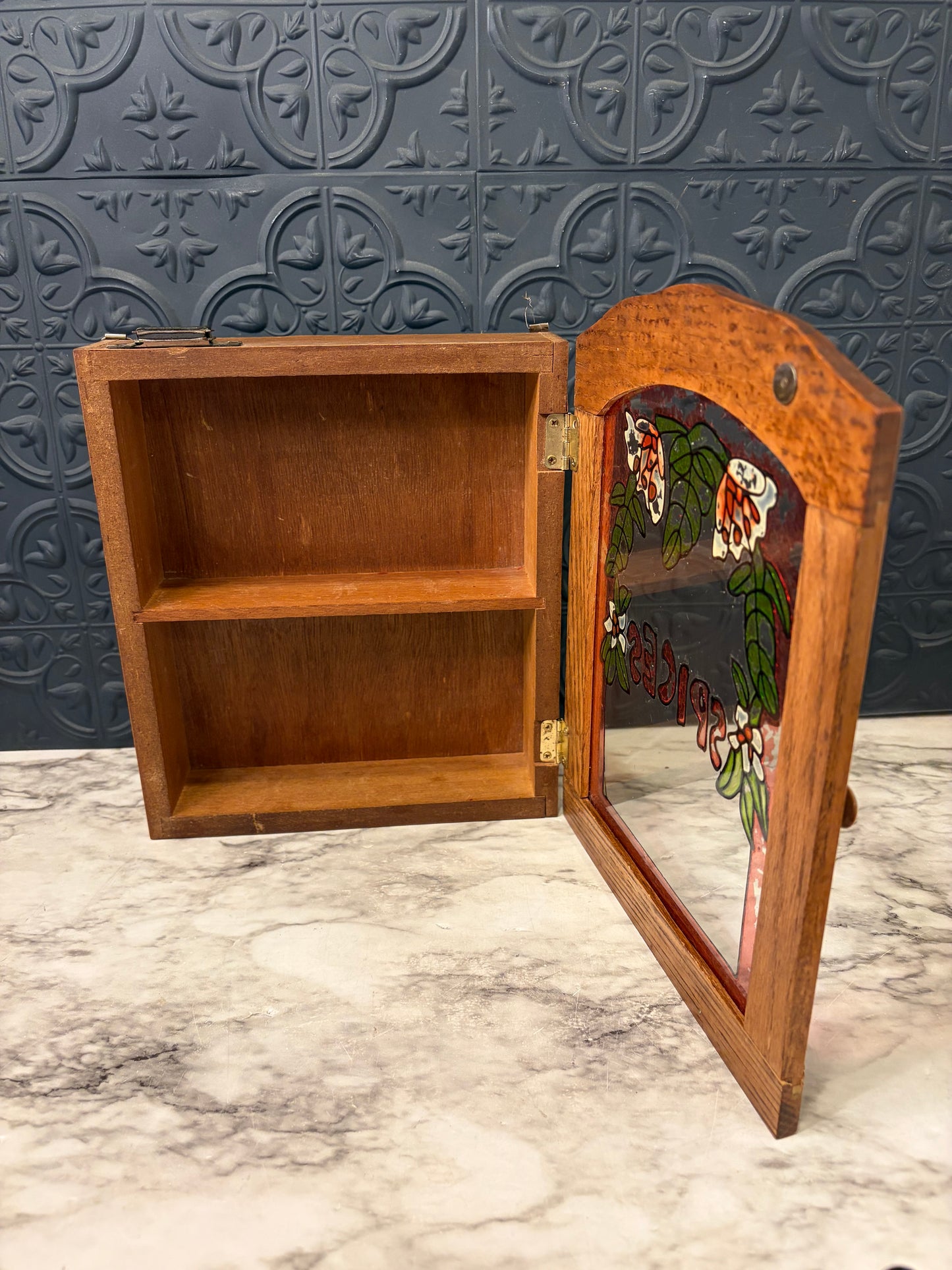 Small Spice Cabinet Faux Stained Glass