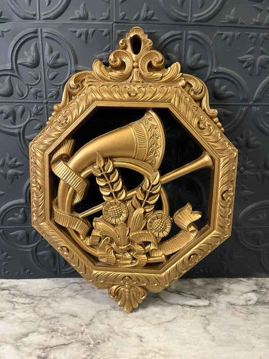 Octagon Homco Musical Wall Plaque Horn
