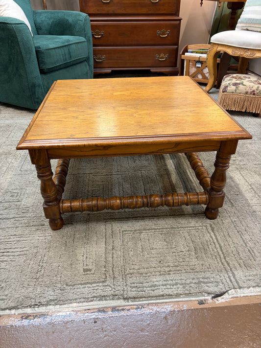 Square Wood Coffee Table with Turned Legs