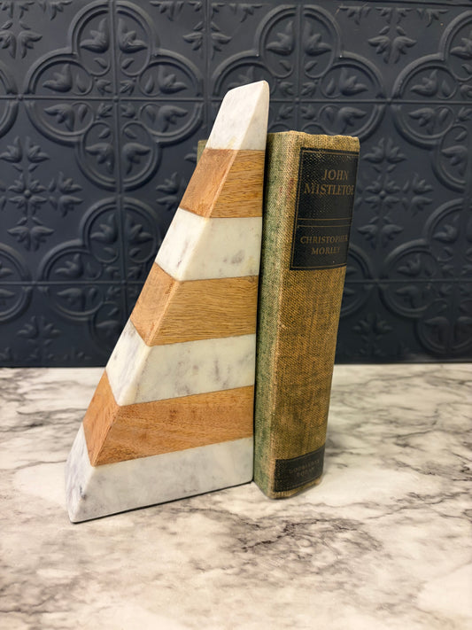 Marble and Wood Bookend