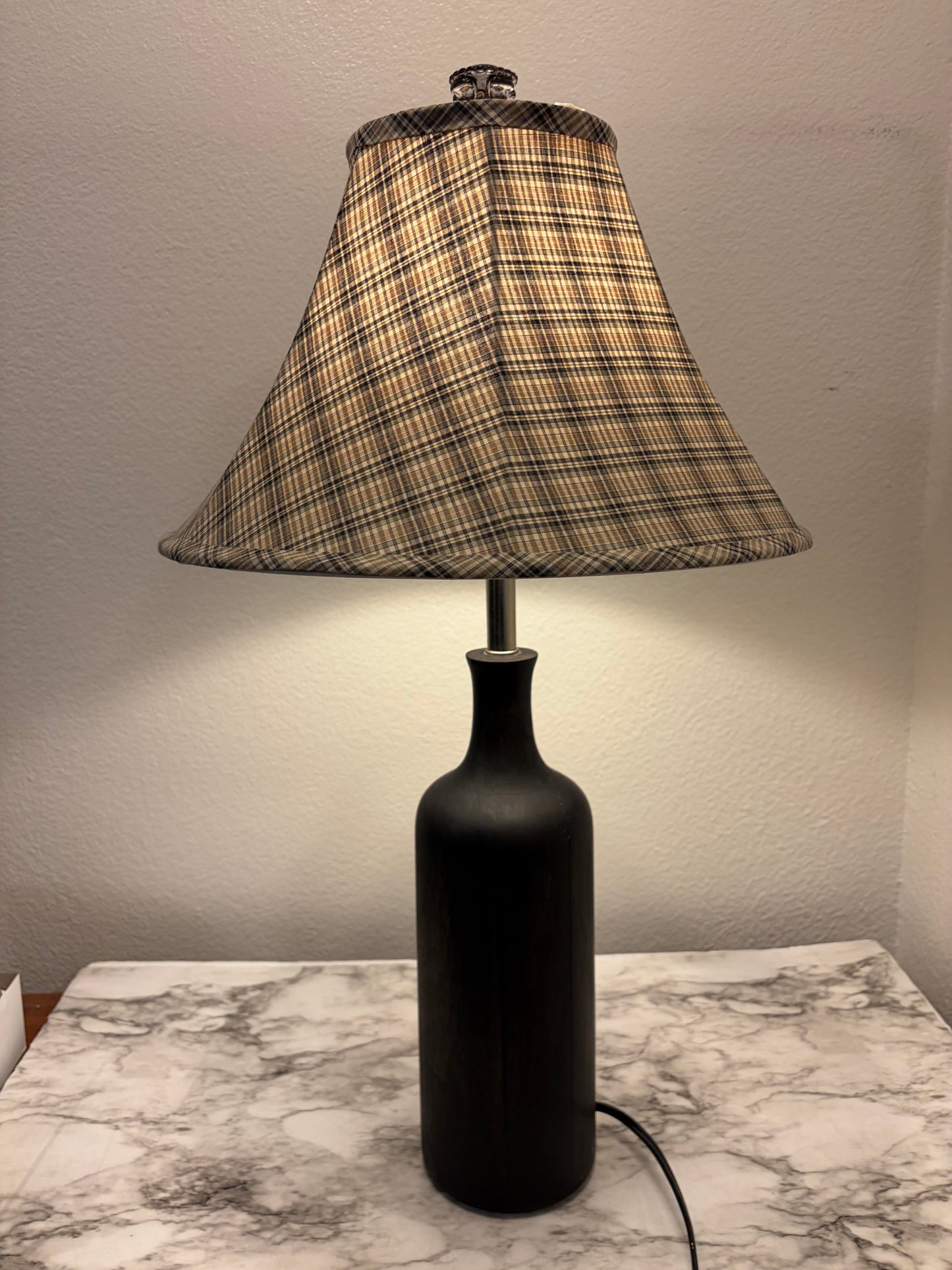 Bottle Shape Lamp with Plaid Shade